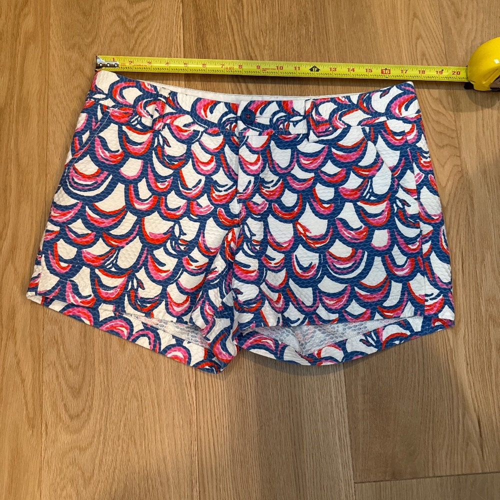 Lilly Pulitzer White Shorts with Pink and Blue Scallop Print
